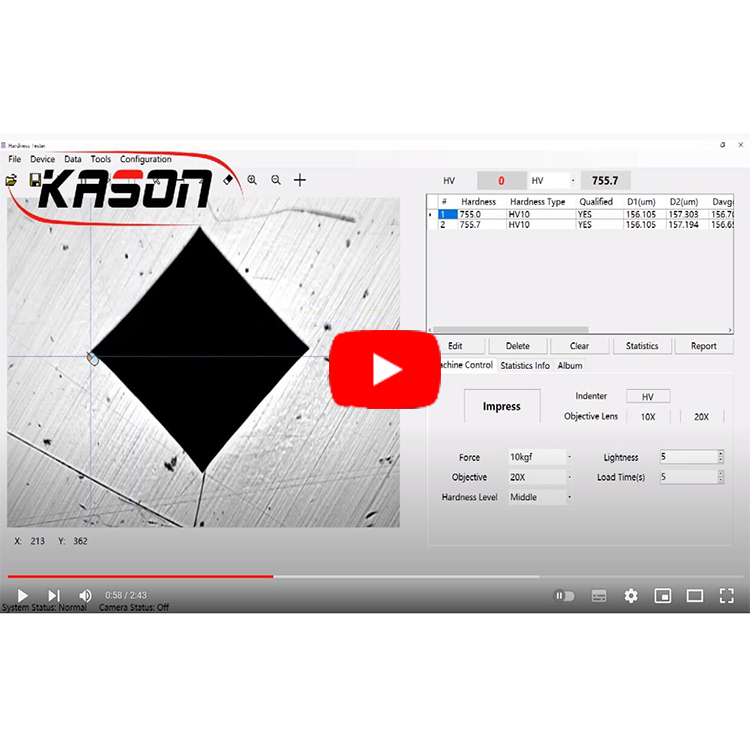 KASON The Intruction of the Software of Vicker Hardness Tester