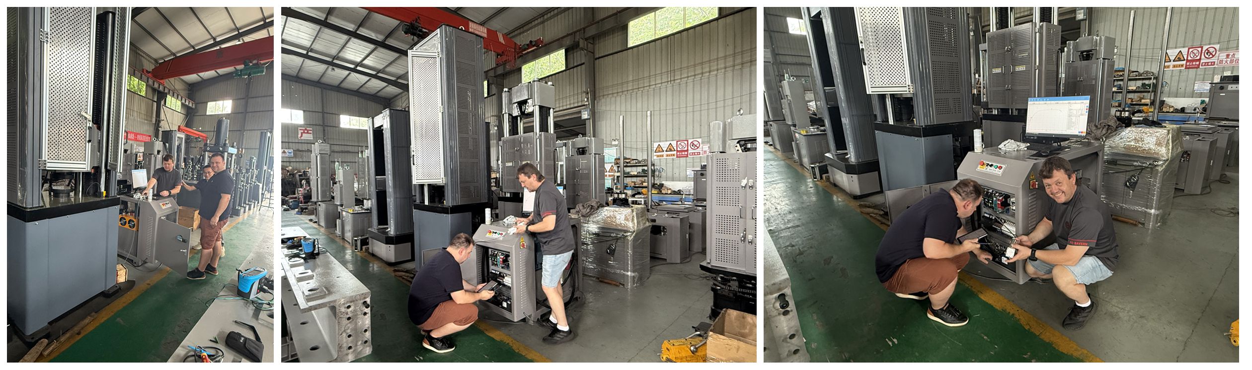 Les clients kazakhs nous rendent visite, 2 unités de 200T Machines d'essai universelles hydrauliques sécurisées