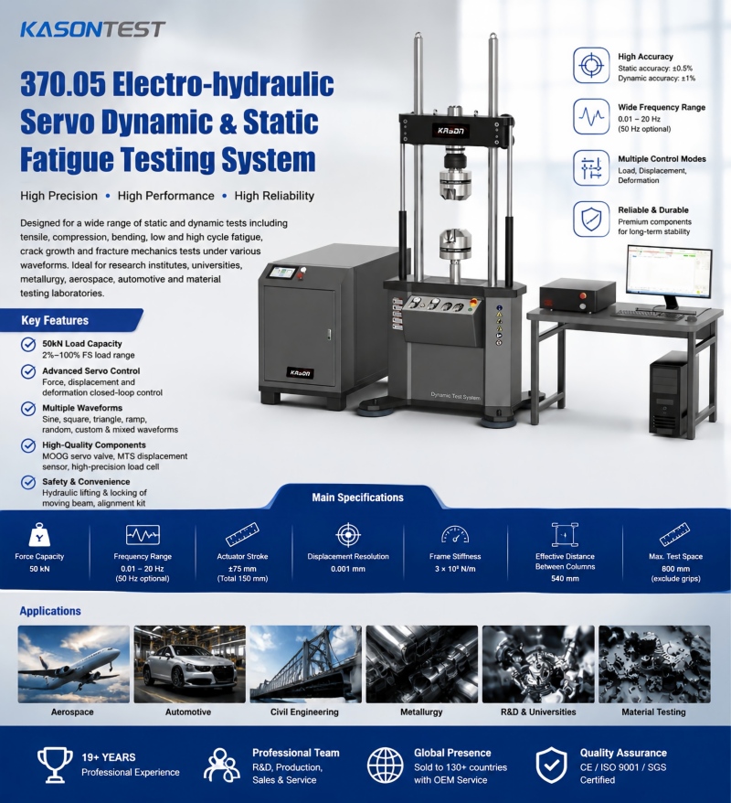 ASTM E399-09, ASTM E1820 What is The Electro-hydraulic Servo Dynamic & Static Fatigue Tensile Testing System?